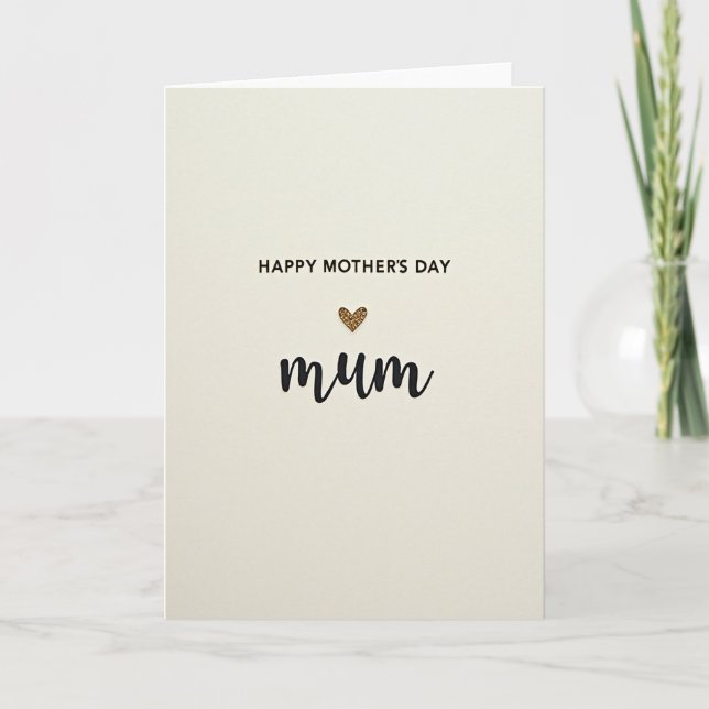 Golden Heart Mum Mothers Day Card (Front)