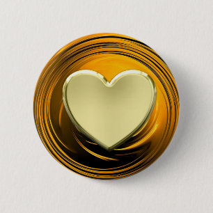 Golden heart on golden liquid background button