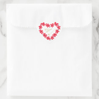  Golden heart red poinsettia for Christmas Sticker