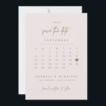 Golden Heart Save The Date Calendar Photo Card<br><div class="desc">This minimal and modern save the date wedding announcement photo card is the perfect way to inform your friends and family of your upcoming wedding. To move the heart to your wedding date,  select the 'edit using design tool' button.</div>
