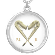 Golden Heart Saxophones Silver Plated Necklace at Zazzle