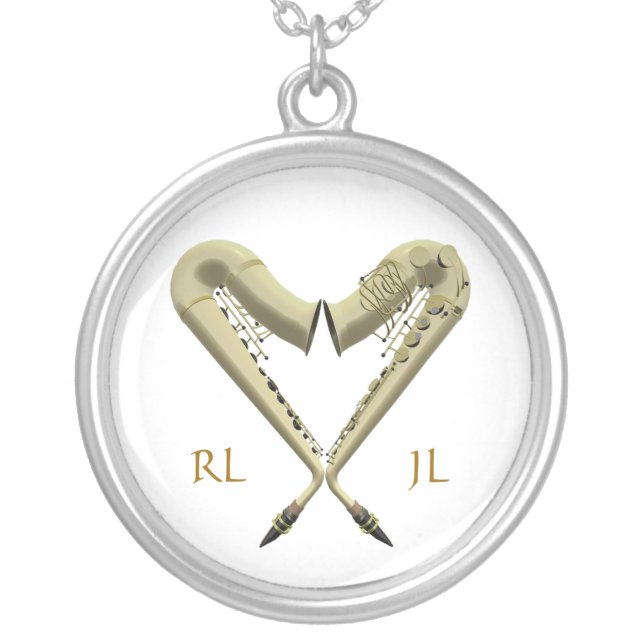 Golden Heart Saxophones Silver Plated Necklace (Front)