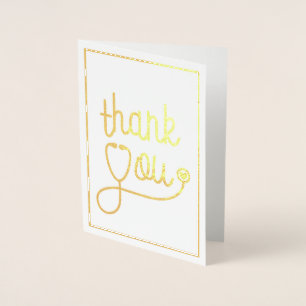 Golden Heart Stethoscope Thank You Foil Card