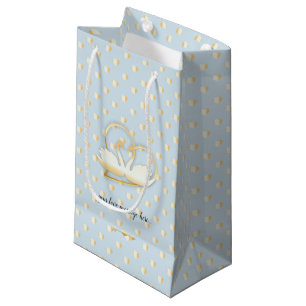 Golden Heart Swans, Gentle Love Small Gift Bag