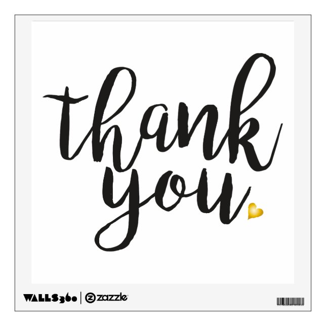 Golden Heart Thank You Wall Decal (Front)
