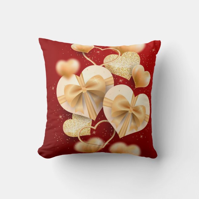 Golden Heart  Throw Pillow (Front)