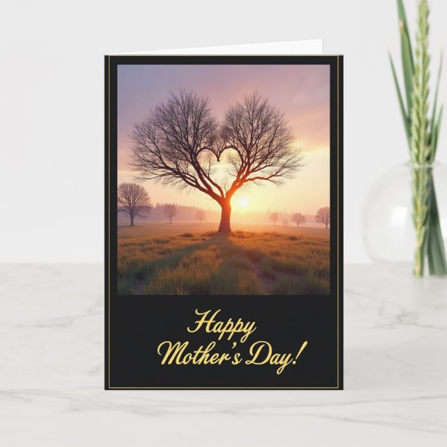 Golden Heart Tree Mothers Day Card (Front)