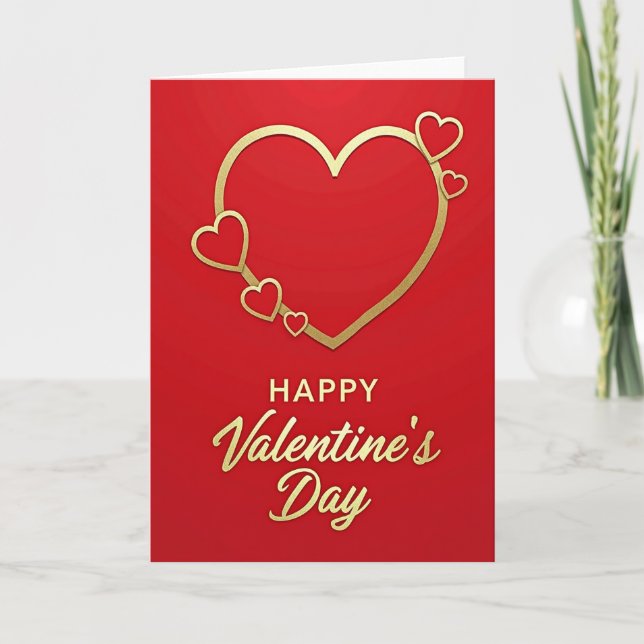 Golden Heart Valentines Day Card (Front)