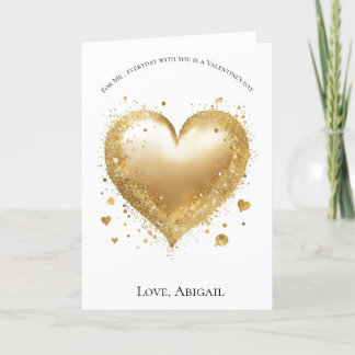 Golden Heart Valentine's day card for her 