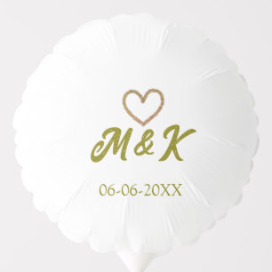 Golden heart wedding couple name letter modern balloon