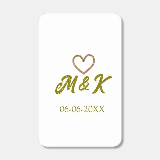 Golden heart wedding couple name letter modern  matchboxes (Front)