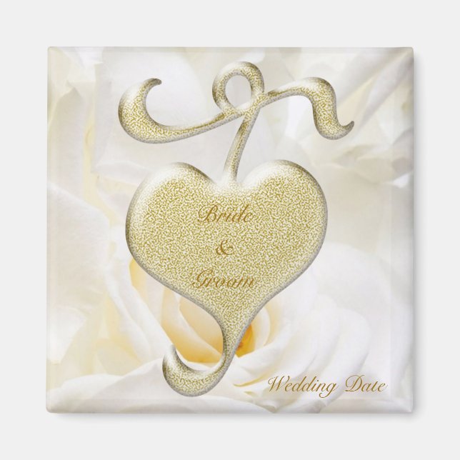 Golden Heart Wedding Favor Magnet (Front)