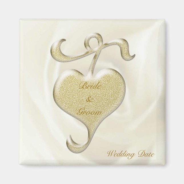 Golden Heart Wedding Favor Magnet (Front)