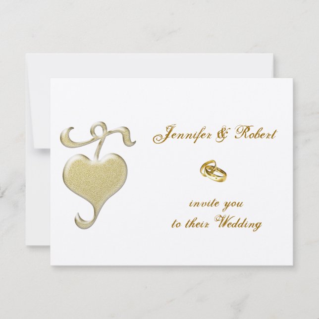 Golden Heart Wedding  Invitation (Front)