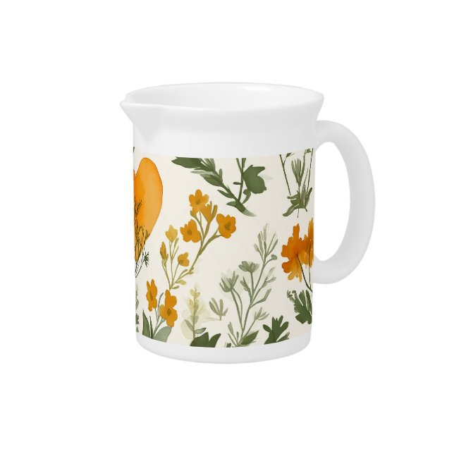 Golden Heart Wildflower Beverage Pitcher (Right)