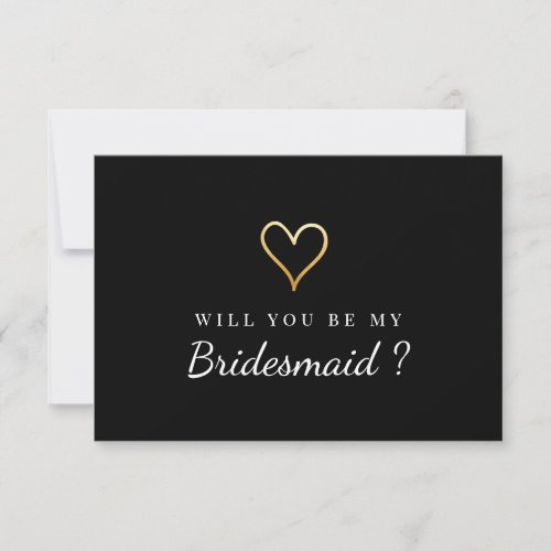 Golden Heart Will You Be My Bridesmaid Invitation