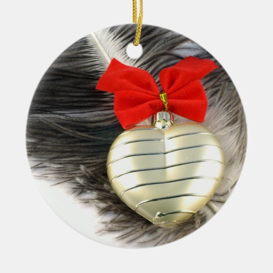 Golden heart with ceramic ornament