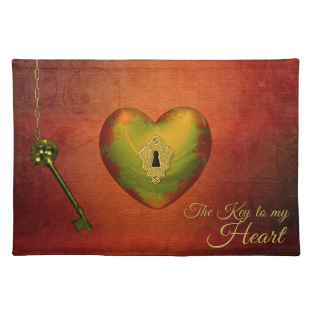 Golden Heart with Key Cloth Placemat (Front)