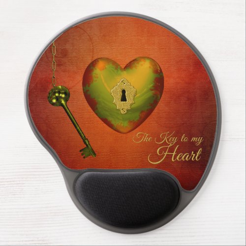 Golden Heart with Key Gel Mouse Pad