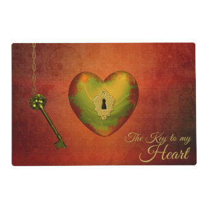 Golden Heart with Key Placemat
