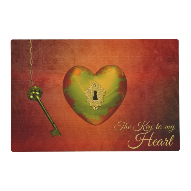 Golden Heart with Key Placemat (Front)