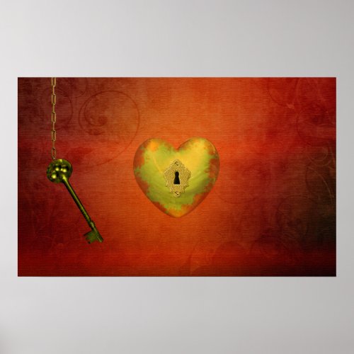 Golden Heart with Key Poster