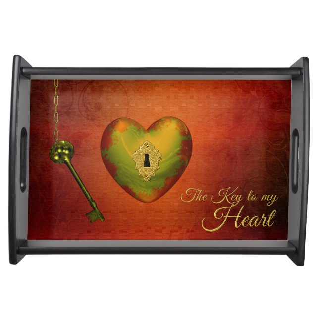 Golden Heart with Key Serving Tray (Front)