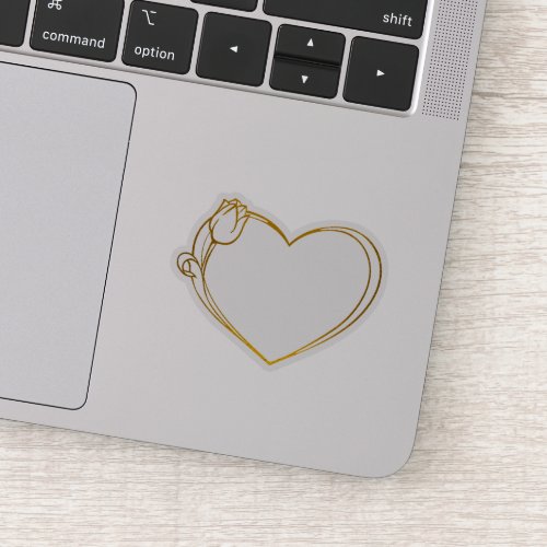 Golden heart with Tulip Sticker