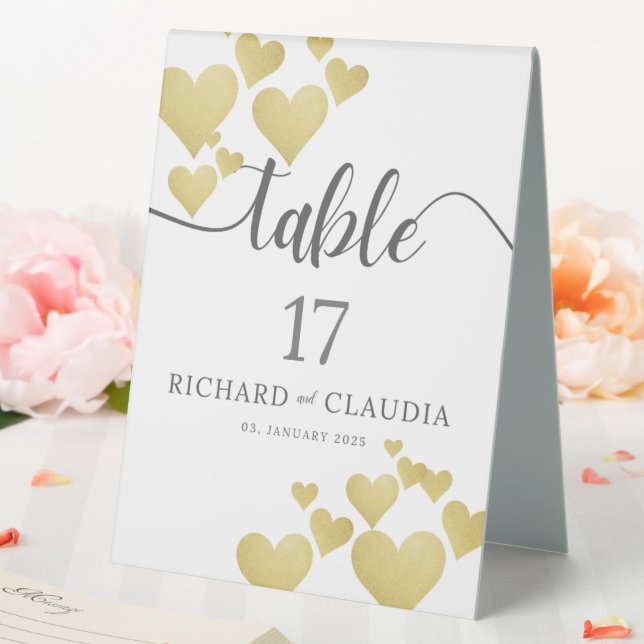 Golden Heartbeat Wedding Table Number Card Table Tent (In SItu (Wedding))