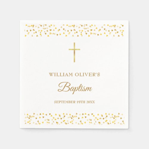 Golden Hearts Baptism Christening Napkins