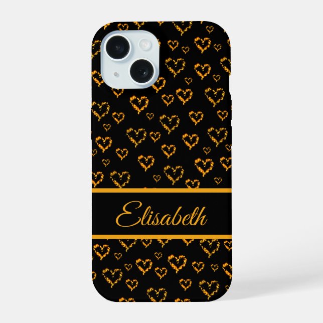 golden hearts + case, colored, pattern iphone case (Back)