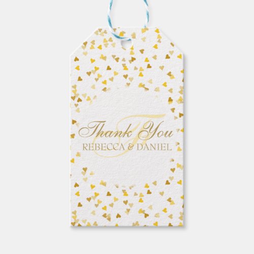 Golden Hearts Confetti Thank You Monogram Gift Tags