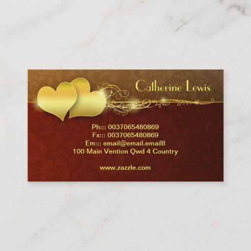 Customizable golden hearts elegant business card design