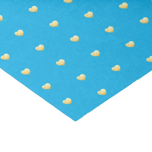 Golden Hearts Faux Foil Pattern on Sky Blue Tissue Paper