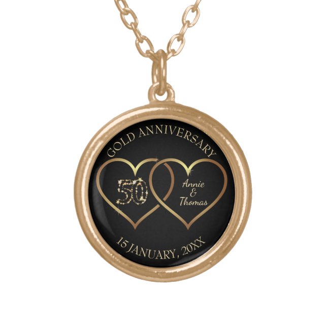 Golden Hearts- Gold Anniversary Gold Plated Necklace (Front)
