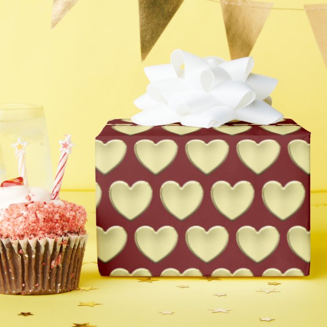 Golden Hearts Love Wrapping Paper (Birthday Party)