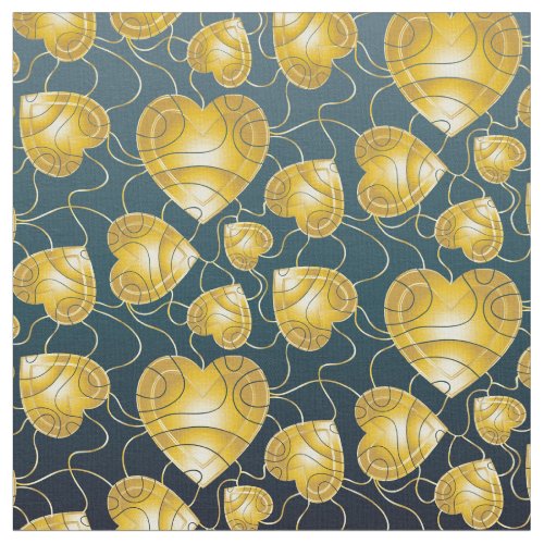 Golden Hearts Pattern Fabric