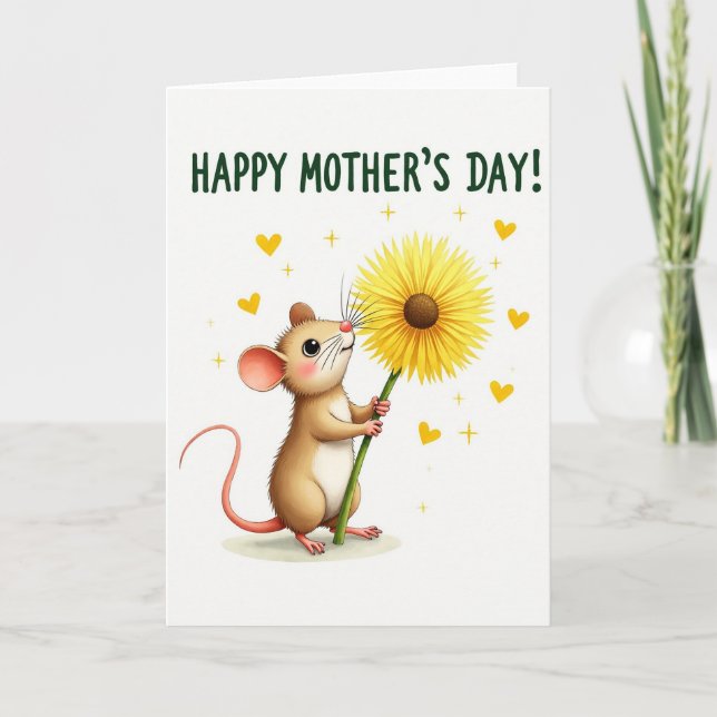 Golden Hearts Rodent Flower Card (Front)