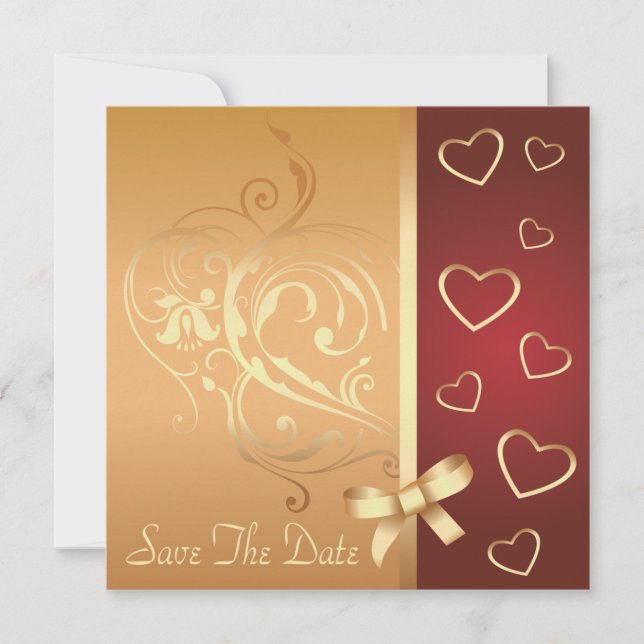 Golden Hearts Save the Date Announcement (Front)