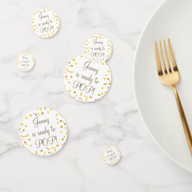 Golden Hearts She's Ready to Pop Baby Shower Favor Confetti (Group)
