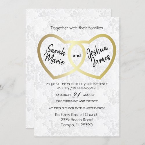 Golden Hearts Theme Invitation