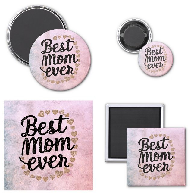 Golden Hearts Trendy Script Best Mom Ever Modern Magnet (Golden Hearts Trendy Script Best Mom Ever Modern Magnet)