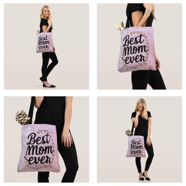 Golden Hearts Trendy Script Best Mom Ever Modern Tote Bag (Golden Hearts Trendy Script Best Mom Ever Modern Tote Bag
)