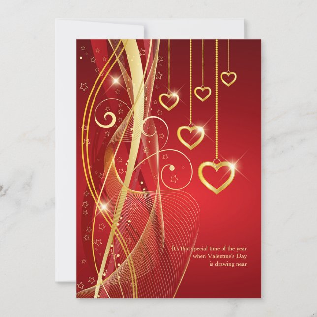 Golden Hearts Valentine Invitation (Front)