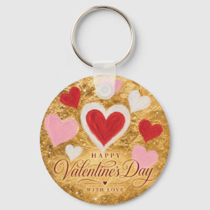 Golden Hearts Valentine Sparkle Keychain