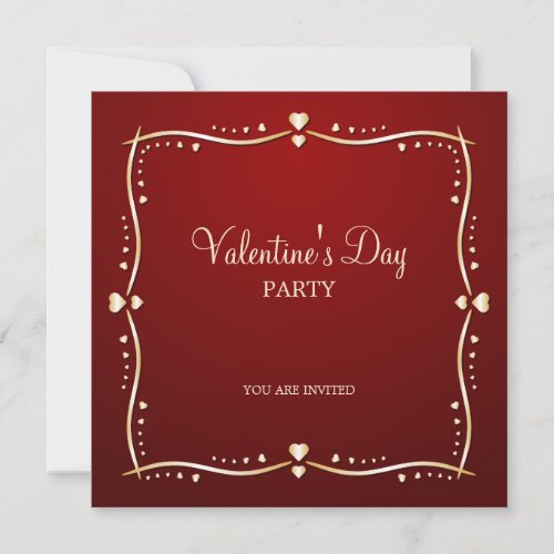 Golden Hearts Valentine's Day party invitation