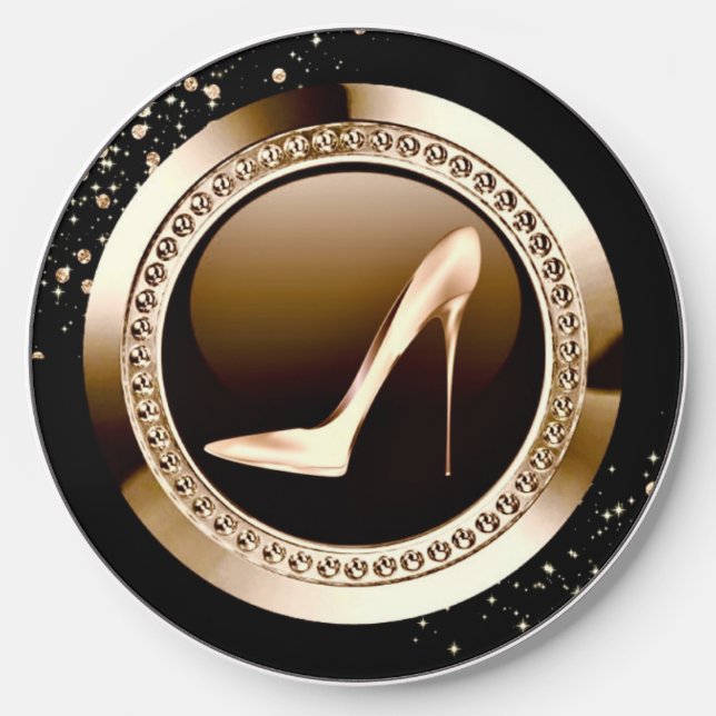 golden heels and black Wireless Charger (Front)