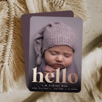 Golden Hello | Rose Gold Foil Birth Announcement