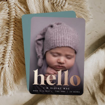 Golden Hello | Rose Gold Foil Birth Announcement