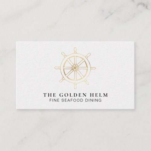  Golden Helm Fine Dining by The Sea Gold White Business Card